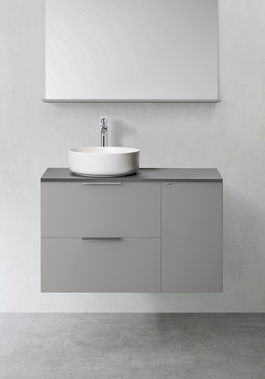VANITY UNIT SHAPE 900 (600 WITH SIDE CABINET SOFTCLOSE 300) GREY