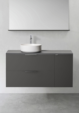 VANITY UNIT SHAPE 1100 (800 WITH SIDE CABINET SOFTCLOSE 300) ANTHRACITE