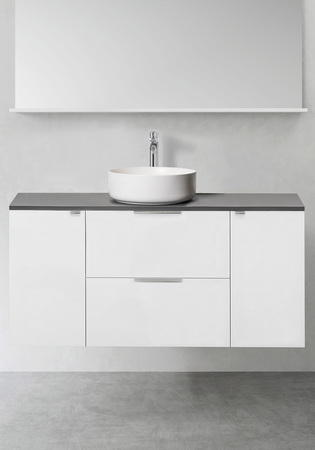 Vanity Unit Shape 1200 (600 With 2 Pcs Side Cabinet Push 300) White