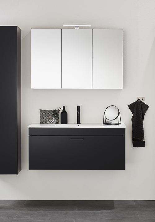 VANITY CABINET GO 1 DRAWER WITH BASIN BLACK 1000