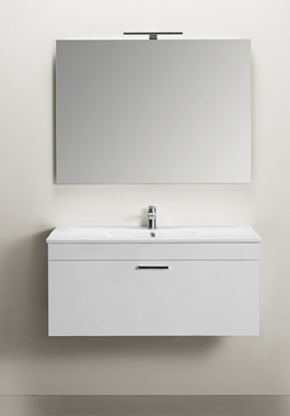 VANITY CABINET GO 1 DRAWER WITH BASIN AND MIRROR WHITE 1000