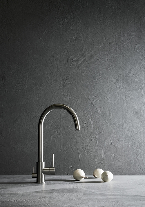 KITCHEN FAUCET RISE BRUSHED STAINLESS STEEL WITH DISHWASHER SHUT OFF VALVE