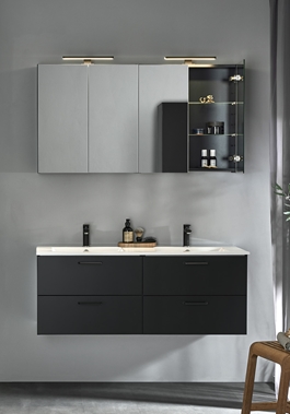 VANITY CABINET GO 2X2 DRAWERS BLACK 1200D WITH BASIN