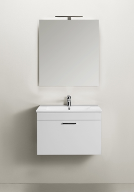 VANITY CABINET GO 1 DRAWER WITH BASIN AND MIRROR WHITE 600