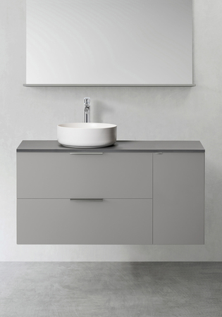 Vanity Unit Shape 1100 (800 With Side Cabinet Softclose 300) Grey
