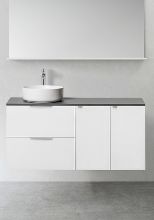 Vanity Unit Shape 1200 (600 With 2 Pcs Side Cabinet Push 300) White