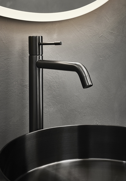 BASIN MIXER FINE HIGH BRUSHED BLACK CHROME