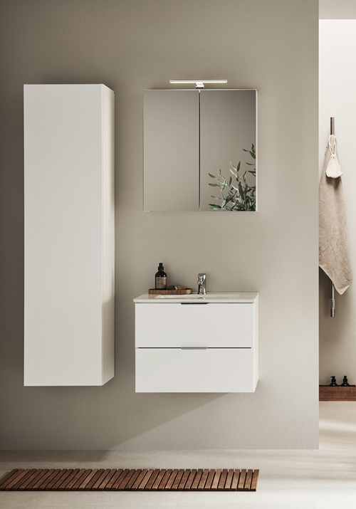VANITY CABINET GO 2 DRAWERS WHITE 600 WITH BASIN