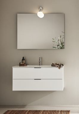 VANITY CABINET GO 2 DRAWERS WHITE 1000 WITH BASIN