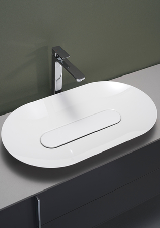 Edge Oval Washbasin Glazed Steel