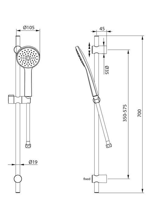 SHOWER SET GAIA CHROME