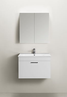 VANITY CABINET GO 1 DRAWER WITH BASIN AND MIRROR CABINET WHITE 600