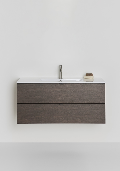 UNDER CABINET GO 2 DRAWERS DARK OAK 1000 WITH BASIN