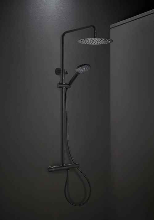 SHOWER COLUMN FINE 150CC BLACK W Ø200 SHOWER HEAD