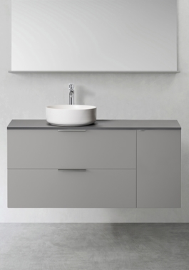 VANITY UNIT SHAPE 1200 (900 WITH SIDE CABINET PUSH 300) GREY