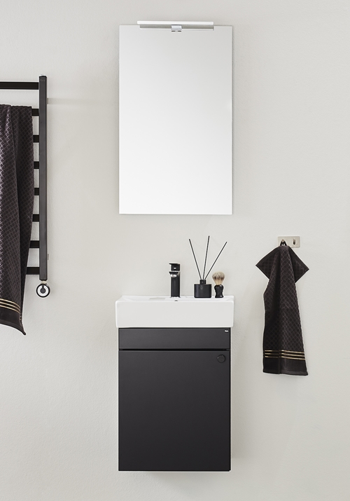 GO 450 COMPLETE BATHROOM FURNITURE INCL. BASIN, MIRROR, LED-LAMP AND HANDLE BLACK