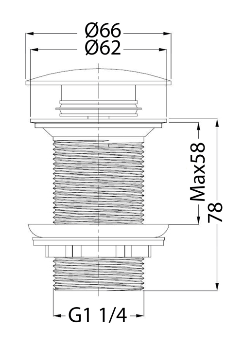 WASTE OUTLET POP UP WITHOUT OVERFLOW BASIN MATTE BRUSHED BRASS