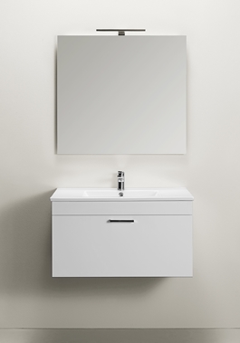 VANITY CABINET GO 1 DRAWER WITH BASIN AND MIRROR WHITE 800