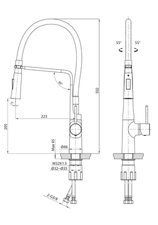Kitchen Faucet Verge Black Without Dishwash Valve