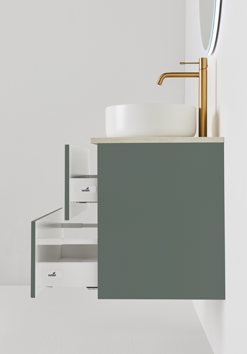 UNDER CABINET HAZE 2 DRAWERS 600 GREEN WITH COUNTERTOP AND BASIN