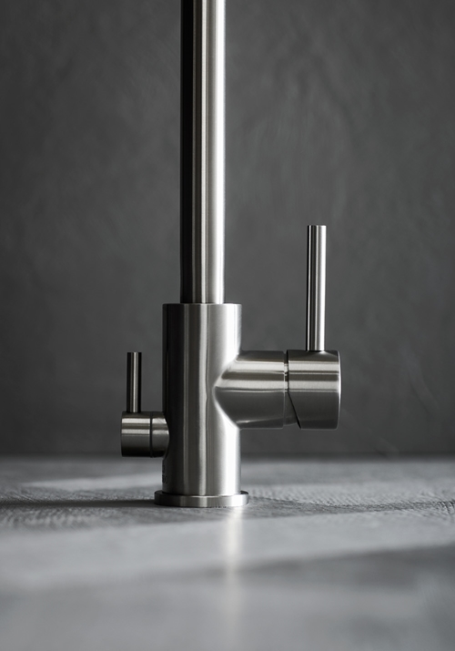 KITCHEN FAUCET RISE BRUSHED STAINLESS STEEL WITH DISHWASHER SHUT OFF VALVE