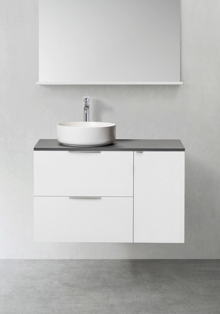Vanity Unit Shape 900 (600 With Side Cabinet Push 300) White
