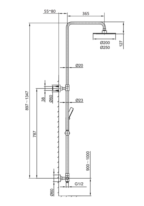 SHOWER SET GRACE Ø250MM BLACK