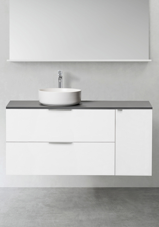 Vanity Unit Shape 1200 (900 With Side Cabinet Push 300) White