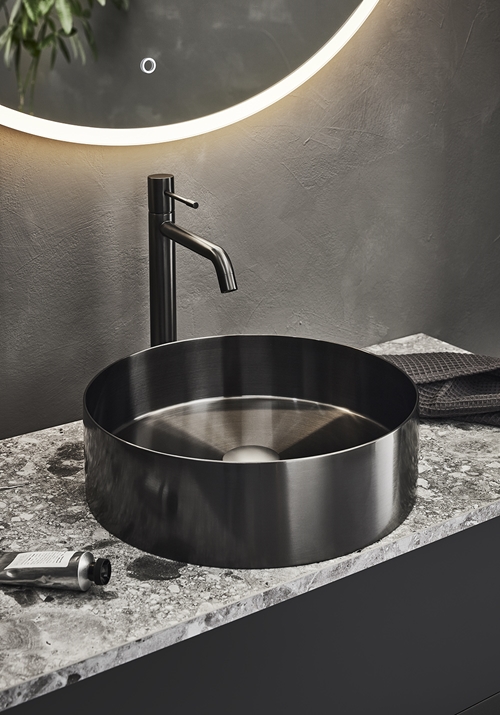 BASIN CIRCLE STEEL BRUSHED BLACK CHROME