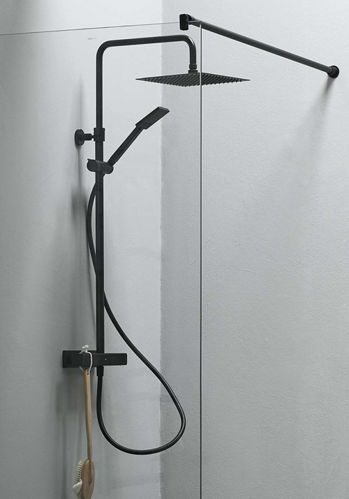 SHOWER COLUMN MIX SLIM SQUARE 160CC BLACK MATT W 250X250 SHOWER