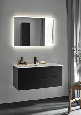 VANITY CABINET GO 2 DRAWERS BLACK 1000 WITH BASIN