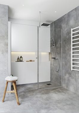 SHOWER WALL IGLOO PRO NICHE 1355-1385MM DOOR 70 +  WALL 70 CLEAR GLASS ALUMINIUM