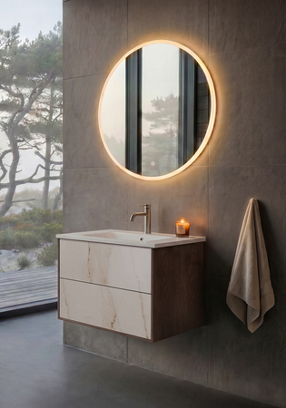 Tvättställskåp Edge Smoked Oak Stone 800 With Basin