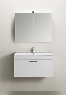 VANITY CABINET GO 1 DRAWER WITH BASIN AND MIRROR CABINET  WHITE 800