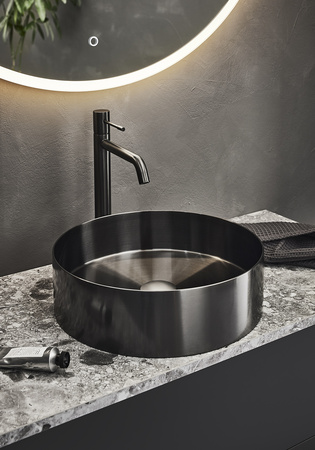 Basin Circle Steel Brushed Black Chrome