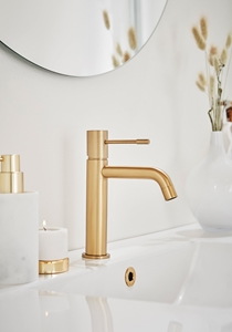 BASIN MIXER FINE LOW MATTE BRUSHED BRASS