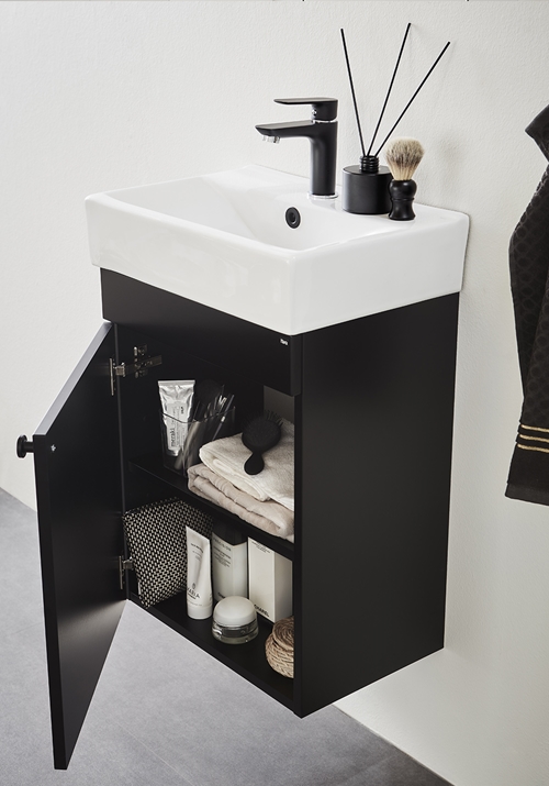 VANITY CABINET GO 1 DOOR WITH BASIN BLACK 450