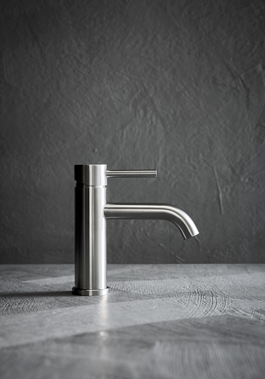 BASIN MIXER RECO MEDIUM STAINLESS STEEL BRUSHED