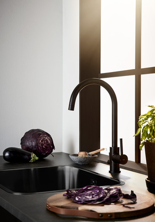 Kitchen Faucet Rise Stainless Steel Black With Dishwasher Shut Off Valve