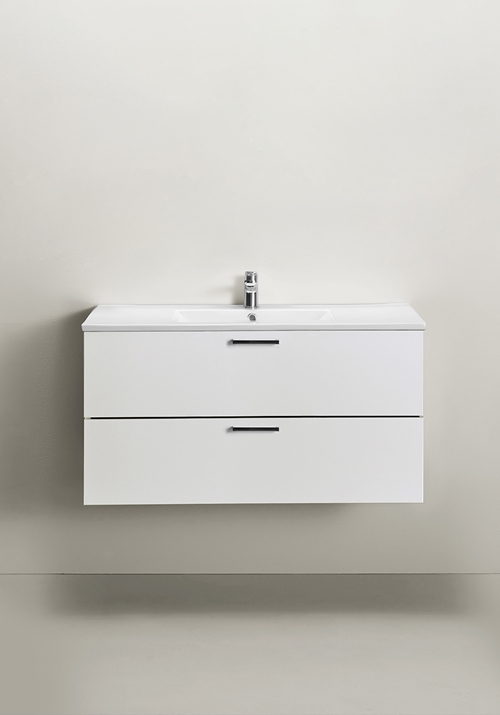 VANITY CABINET GO 2 DRAWERS WHITE 1000 WITH BASIN