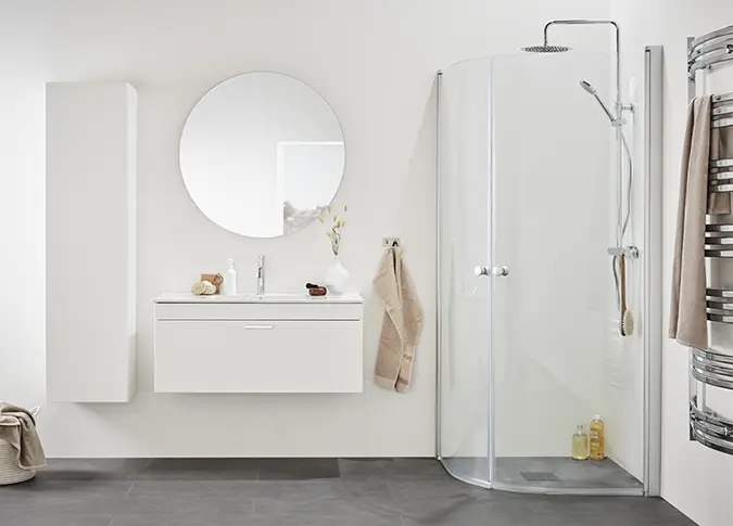 Bathroom furniture Hafa Go 1000 white with round mirror