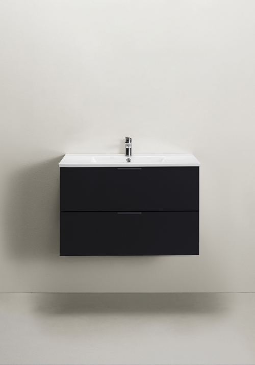 VANITY CABINET GO 2 DRAWERS BLACK 800 WITH BASIN