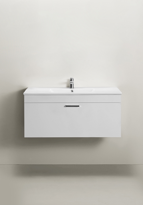 VANITY CABINET GO 1 DRAWER WITH BASIN WHITE 1000