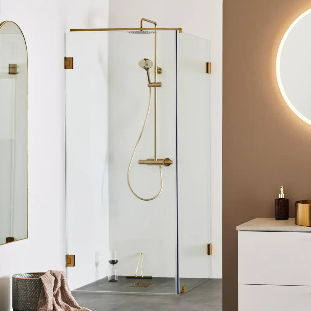 Hafa Infinity brass corner shower