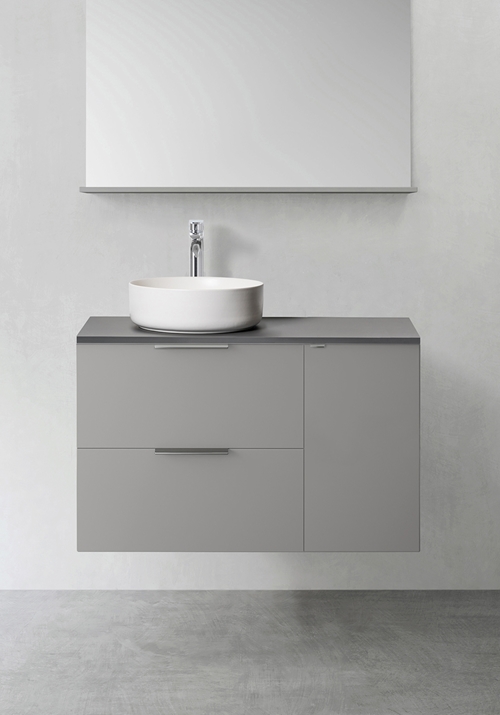 VANITY UNIT SHAPE 900 (600 WITH SIDE CABINET PUSH 300) GREY