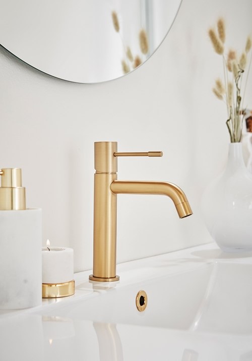 BASIN MIXER FINE LOW MATTE BRUSHED BRASS