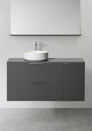 Vanity Unit Shape 1100 (800 With Side Cabinet Softclose 300) Anthracite
