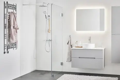 Shower enclosure Hafa Infinity chrome with Sun bathroom furniture