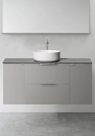 Vanity Unit Shape 1200 (600 With 2 Pcs Side Cabinet Push 300) Grey