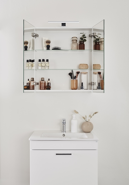 VANITY CABINET GO 1 DRAWER WITH BASIN AND MIRROR CABINET WHITE 600